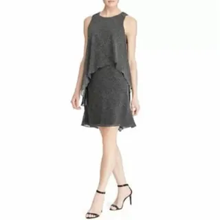 Photo of Ralph Lauren Black and White Dress Polka Dot Chiffon A-Line Mini Size 8P