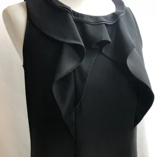 Photo of Tahari Dress Women 4 Black Lilly Ruffle Faux Suede Party Cocktail Career Formal