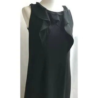 Photo of Tahari Dress Women 4 Black Lilly Ruffle Faux Suede Party Cocktail Career Formal