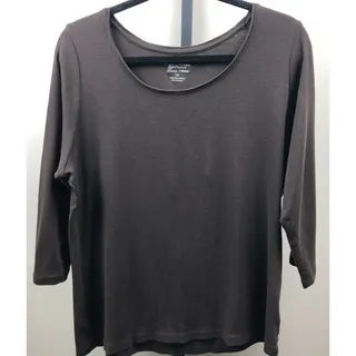 Photo of Charter Club Luxury Top Women 1X Brown 3/4 Sleeve Tee 100% Pima Cotton Stretch