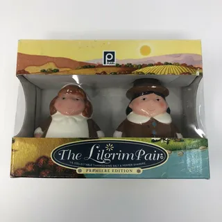 Photo of Publix Salt & Pepper Shakers 2004 Thanksgiving The Lilgrim Pair Pilgrims Brown