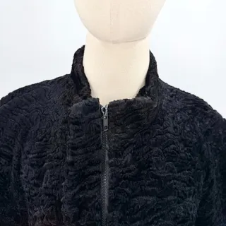 Photo of Vintage 90s Utex Design Black Faux Persian Lamb Fur Coat