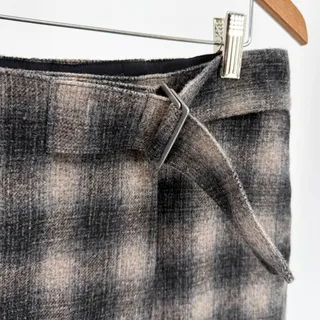 Photo of Madewell Grey Brown Plaid Wrap Belted Mini Skirt
