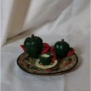 Photo of Miniature Red Green Peppers Tea Set - Partial