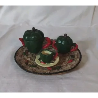 Photo of Miniature Red Green Peppers Tea Set - Partial