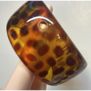 Photo of Joan Rivers Vintage Lucite Leopard Bangle Bracelet Signed 22cm Wide 1.5"