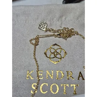 Photo of Kendra Scott Elisa Gold Plate Pendant Necklace Dangle Earrings Set Opal w Bag