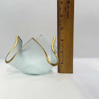 Photo of Annie Glass Frostted Gold Rim Hankerchief Votive Retired Piece USA