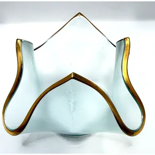 Photo of Annie Glass Frostted Gold Rim Hankerchief Votive Retired Piece USA