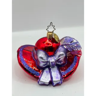 Photo of vtg Christopher RADKO Xmas ornament RED HAT HATTER ladies society #1011272 glass