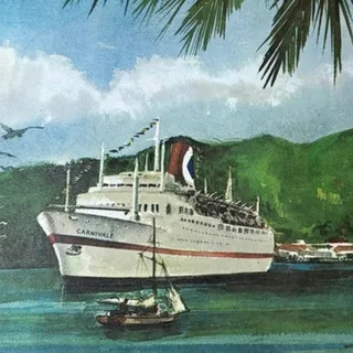 Photo of Vintage Carnival Cruise Line "Carnivale" Ship Art Print by C.S. Allen 14x11