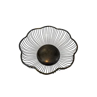 Photo of Vintage Silver Plated Wire Bread Basket Fruit Bowl Scalloped Edges Daisy Shaped