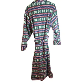 Photo of Leisure Wear by Adonna blue green pink Snowflake Fleece Pocket Robe Women’s M