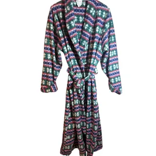 Photo of Leisure Wear by Adonna blue green pink Snowflake Fleece Pocket Robe Women’s M