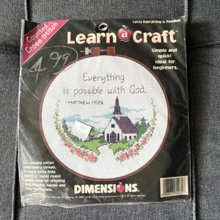 Photo of Everything Is Possible Vintage Counted Cross Stitch Kit by Dimensions - 1998