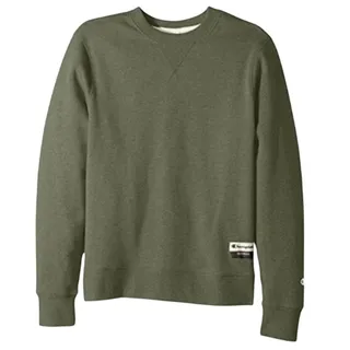 Photo of 2 New Champion Mens Large Army Green Sueded Fleece Pullover Crew Sweatshirts