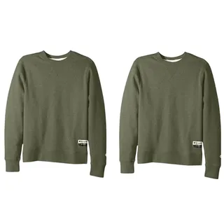 Photo of 2 New Champion Mens Large Army Green Sueded Fleece Pullover Crew Sweatshirts