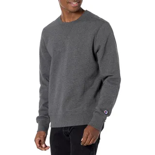 Photo of New Champion Mens Medium Charcoal Gray Sueded Fleece Pullover Crew Sweatshirt