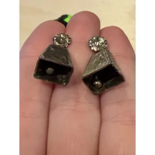 Photo of Sterling Floral Etched Bell Earrings Pierced