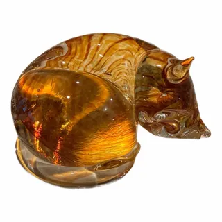 Photo of Lenox Full Lead Fine Crystal Cat Curled Up - Orange Striped Taiwan