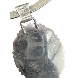 Photo of Navajo Artist Benson Boyd Signed Vintage Onyx Necklace Sterling Silver 18 Inch