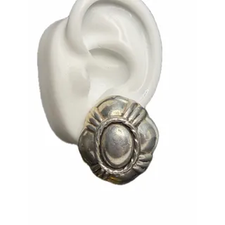 Photo of Taxco Mexican Sterling Silver Domed Clip On Earrings Marked 925 Mexico
