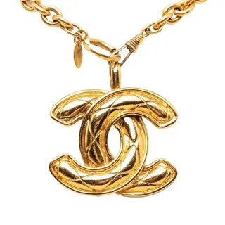 Photo of Chanel Matelasse CC Logo Chain Necklace Gold Plated