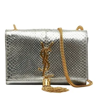 Photo of Saint Laurent Kate Small Chain Shoulder Bag Silver Gold Python