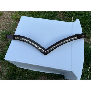 Photo of BlackJak Refinery Clincher V-Shaped Browbands - Brown with Silver size Full