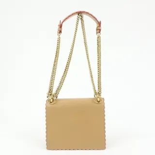 Photo of Fendi Mini Kan I Calfskin Flap Bag Beige