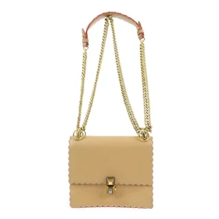 Photo of Fendi Mini Kan I Calfskin Flap Bag Beige