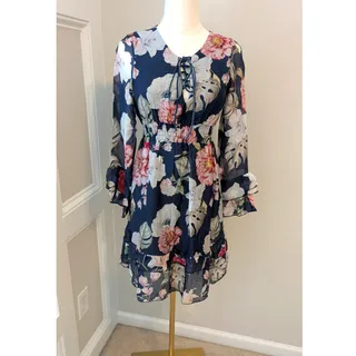 Photo of Lola Navy Blue and Floral Spring Dress