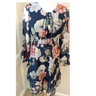 Photo of Lola Navy Blue and Floral Spring Dress