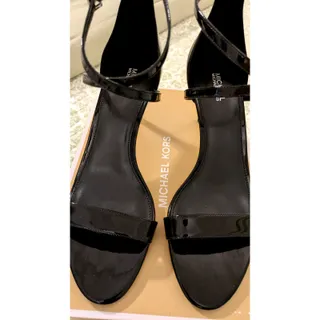 Photo of Michael Kors Ava Mid Sandal Black Patent Leather