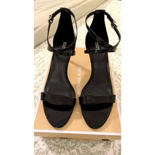 Photo of Michael Kors Ava Mid Sandal Black Patent Leather