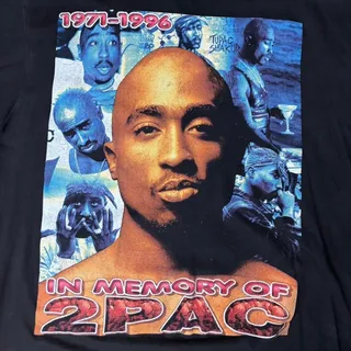 Photo of Vintage 1990s 2Pac Tribute Graphic T-Shirt 7CH Silver Edition Size XL.