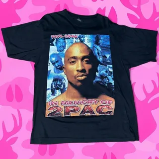 Photo of Vintage 1990s 2Pac Tribute Graphic T-Shirt 7CH Silver Edition Size XL.