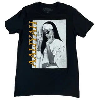 Photo of Aaliyah T Shirt M Black R&B Hip Hop Bandana Sunglasses Graphic Tee Official