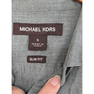 Photo of Michael Kors Size Small Slim Fit Shirt Gray Cotton Long Sleeve