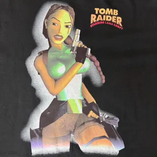 Photo of VTG 90s Tomb Raider Lara Croft Video Game Tee Hanes Beefy-T XL