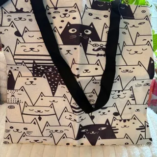 Photo of Cats Cotton and Hemp Cute B&W Dapper Cat Group Tote Shoulder Reusable Bag