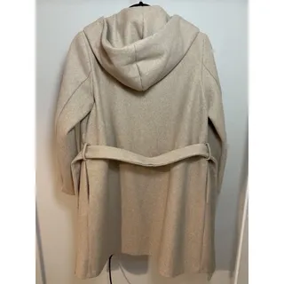 Photo of ZARA Womens XS Beige Hooded Belted Coat Long Open Front