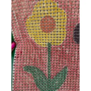 Photo of Vintage Snoopy Peanuts Hand Painted Needlepoint Canvas Flower Pink DIY Craft