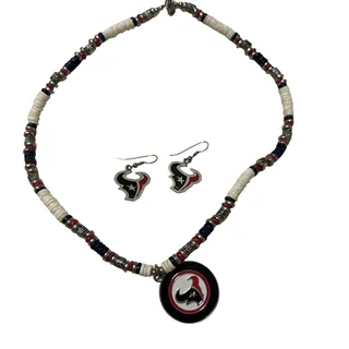 Photo of New NFL Houston Texans Beaded Necklace & Earring 3pcs Set Jewelry