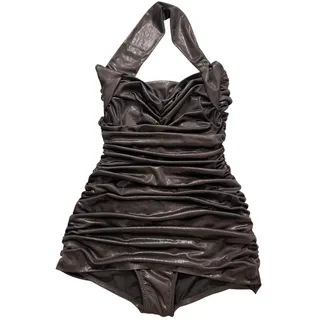 Photo of Norma Kamali Metallic Black Ruched One-Piece Swimsuit M