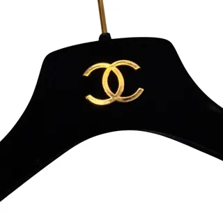 Photo of Chanel Authentic Black Velvet Gold CC Emblem Coat Hanger 16" W