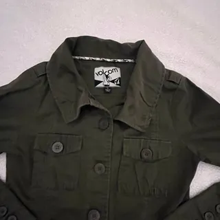 Photo of Volcom Military Style Green Button Jacket Women’s Sz SM