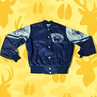 Photo of Vintage 90s Penn State Nittany Lions Chalk Line Satin Bomber Jacket <