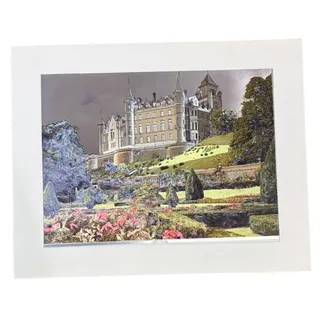 Photo of Vintage 1980s Holographic Foil Etching Print Dunrobin Castle Scottish Highlands