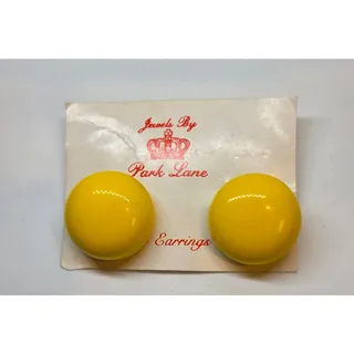 Photo of Vtg Park Lane Yellow Flash Button Clip Earrings, Retro 80's Mos New NOS